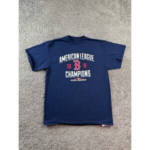 Boston Red Sox Shirt Mens Large Blue Red MLB Baseball League Champs Short Sleeve